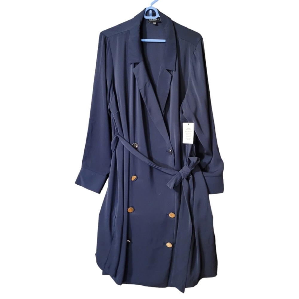 NWT Eloquii belted navy wrap dress